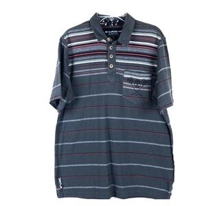 EUC-QUIKSILVER Stripes, ShortSleeve, Collar, Pocket, ReverseStitching Polo Shirt